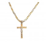 COLLANA CON CROCIFISSO IN ORO GIALLO E BIANCO 18 KT