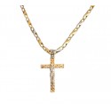 COLLANA CON CROCIFISSO IN ORO GIALLO E BIANCO 18 KT