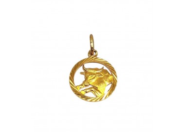 CIONDOLO TORO SEGNO ZODIACALE IN ORO GIALLO+ COLLANA LACCIO IN OMAGGIO