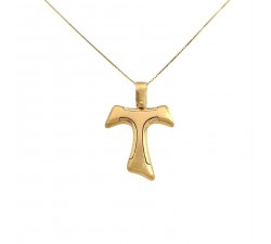 COLLANA CROCE TAU IN ORO GIALLO 18 KT