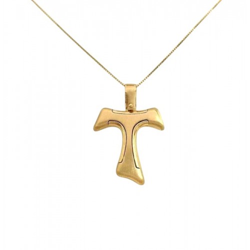 COLLANA CROCE TAU IN ORO GIALLO 18 KT