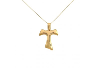 COLLANA CROCE TAU IN ORO GIALLO 18 KT