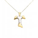 COLLANA ORO GIALLO 18 KT CON CROCE TAU IN ORO BICOLORE