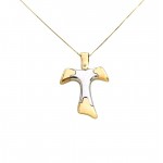 COLLANA ORO GIALLO 18 KT CON CROCE TAU IN ORO BICOLORE
