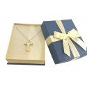 COLLANA ORO BIANCO 18 KT CON CROCE TAU IN ORO BICOLORE