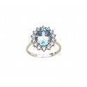 ANELLO KATE IN ORO BIANCO 18 KT CON ZIRCONE CELESTE ACQUAMARINA E BIANCHI