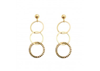 ORECCHINI PENDENTI CATENA CERCHI IN ORO GIALLO 18 KT