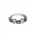 ANELLO DA DONNA IN ORO BIANCO 18 KT CON AMETISTA E ZIRCONI