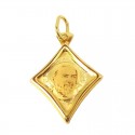 CIONDOLO MEDAGLIETTA SAN PIO IN ORO GIALLO 18 KT + COLLANA LACCIO IN OMAGGIO
