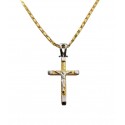 COLLANA ORO GIALLO 18 KT CON CROCIFISSO IN ORO BICOLORE