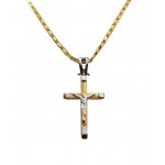 COLLANA ORO GIALLO 18 KT CON CROCIFISSO IN ORO BICOLORE