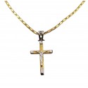 COLLANA ORO GIALLO 18 KT CON CROCIFISSO IN ORO BICOLORE