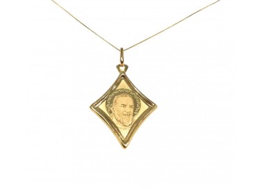 COLLANA MEDAGLIETTA SAN PIO IN ORO GIALLO 18 KT