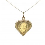 COLLANA MEDAGLIETTA CUORE SAN PIO IN ORO GIALLO 18 KT