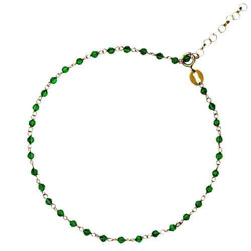 BRACCIALE CON SPINELLI VERDI IN ORO GIALLO 18 KT
