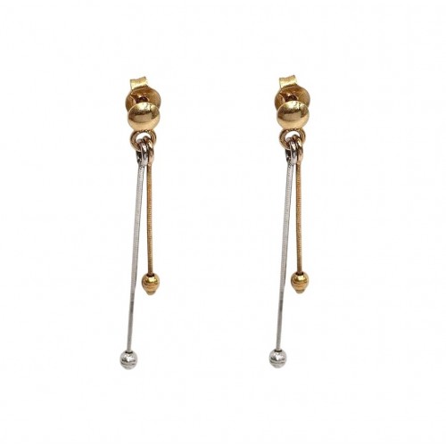 ORECCHINI PENDENTI CATENA CERCHI IN ORO GIALLO 18 KT