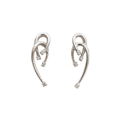 ORECCHINI IN ORO BIANCO 18 KT CON DIAMANTI BIANCHI
