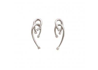 ORECCHINI IN ORO BIANCO 18 KT CON 8 DIAMANTI BIANCHI
