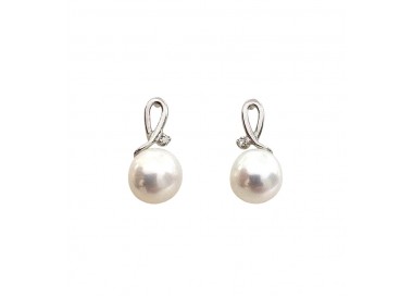 ORECCHINI IN ORO BIANCO 18 KT CON DIAMANTI BIANCHI