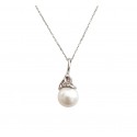COLLANA IN ORO BIANCO 18 KT CON PERLA E DIAMANTE