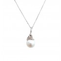 COLLANA IN ORO BIANCO 18 KT CON PERLA E DIAMANTE