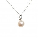 COLLANA DA DONNA IN ORO BIANCO 18 KT CON PERLA E DIAMANTE