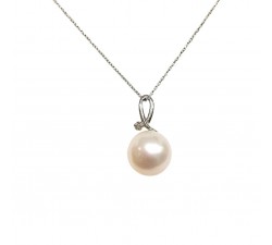 COLLANA DA DONNA IN ORO BIANCO 18 KT CON PERLA E DIAMANTE