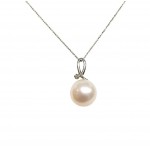 COLLANA DA DONNA IN ORO BIANCO 18 KT CON PERLA E DIAMANTE