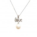 COLLANA IN ORO BIANCO 18 KT LOVE DIAMANTI E PERLA 