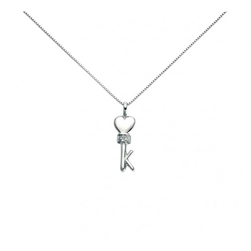 COLLANA CUORE CHIAVE IN ARGENTO 925 CON BRILLANTI
