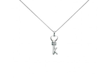 COLLANA CUORE CHIAVE IN ARGENTO 925 CON BRILLANTI