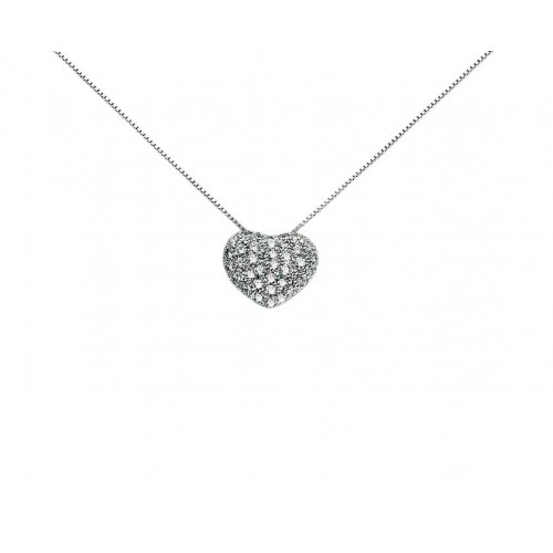 COLLANA IN ARGENTO 925 CON CUORE PAVE' DI ZIRCONI TAGLIO BRILLANTE