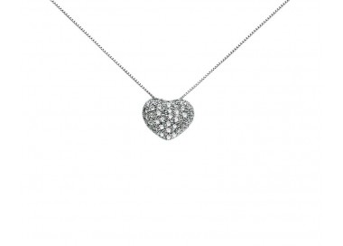 COLLANA IN ARGENTO 925 CON CUORE PAVE' DI ZIRCONI TAGLIO BRILLANTE