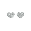 ORECCHINI CUORE IN ARGENTO 925 CON PAVE' ZIRCONI BIANCHI TAGLIO BRILLANTE 