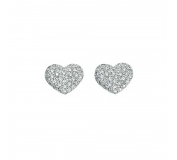 ORECCHINI CUORE IN ARGENTO 925 CON PAVE' ZIRCONI BIANCHI TAGLIO BRILLANTE 