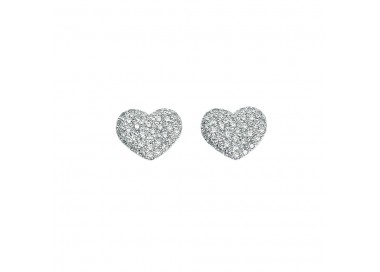 ORECCHINI CUORE IN ARGENTO 925 CON PAVE' ZIRCONI BIANCHI TAGLIO BRILLANTE