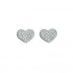 ORECCHINI CUORE IN ARGENTO 925 CON PAVE' ZIRCONI BIANCHI TAGLIO BRILLANTE