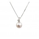 COLLANA DA DONNA IN ORO BIANCO 18 KT CON PERLA E DIAMANTE