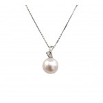 COLLANA DA DONNA IN ORO BIANCO 18 KT CON PERLA E DIAMANTE
