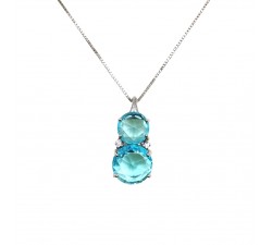 COLLANA IN ARGENTO 925 ZIRCONI ACQUAMARINA E BIANCHI