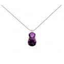 COLLANA ROSE' IN ARGENTO 925 CON AMETISTA E ZIRCONI BIACHI TAGLIO BRILLANTE