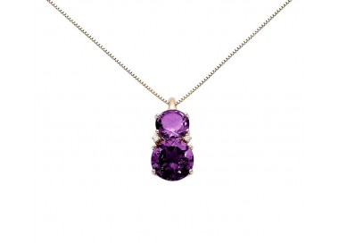 COLLANA ROSE' IN ARGENTO 925 CON ZIRCONI COLOR AMETISTA E BIANCHI TAGLIO BRILLANTE