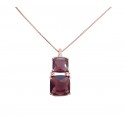 COLLANA ROSE' IN ARGENTO 925 CON AMETISTA E ZIRCONI BIACHI TAGLIO BRILLANTE