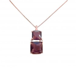 COLLANA ROSE' IN ARGENTO 925 CON AMETISTA E ZIRCONI BIACHI TAGLIO BRILLANTE