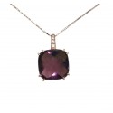 COLLANA ROSE' IN ARGENTO 925 CON PIERA COLOR AMETISTA E ZIRCONI BIANCHI TAGLIO BRILLANTE