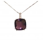 COLLANA ROSE' IN ARGENTO 925 CON PIERA COLOR AMETISTA E ZIRCONI BIANCHI TAGLIO BRILLANTE