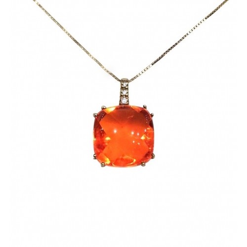 COLLANA ROSE' IN ARGENTO 925 CON AMETISTA E ZIRCONI BIACHI TAGLIO BRILLANTE