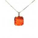 COLLANA IN ARGENTO 925 DORATO CON PIETRA ARANCIONE E ZIRCONI BIANCHI TAGLIO BRILLANTE