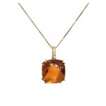 COLLANA IN ARGENTO 925 DORATO CON PIETRA GIALLA E ZIRCONI BIANCHI TAGLIO BRILLANTE