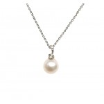COLLANA DA DONNA IN ORO BIANCO 18 KT CON PERLA E DIAMANTE